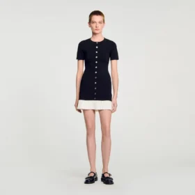 Mini knit dress with ruffle