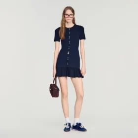 Mini knit dress with ruffles