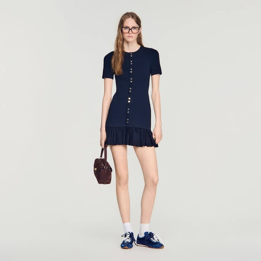 Mini knit dress with ruffles Mini knit dress with ruffles