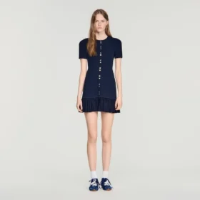 Mini knit dress with ruffles