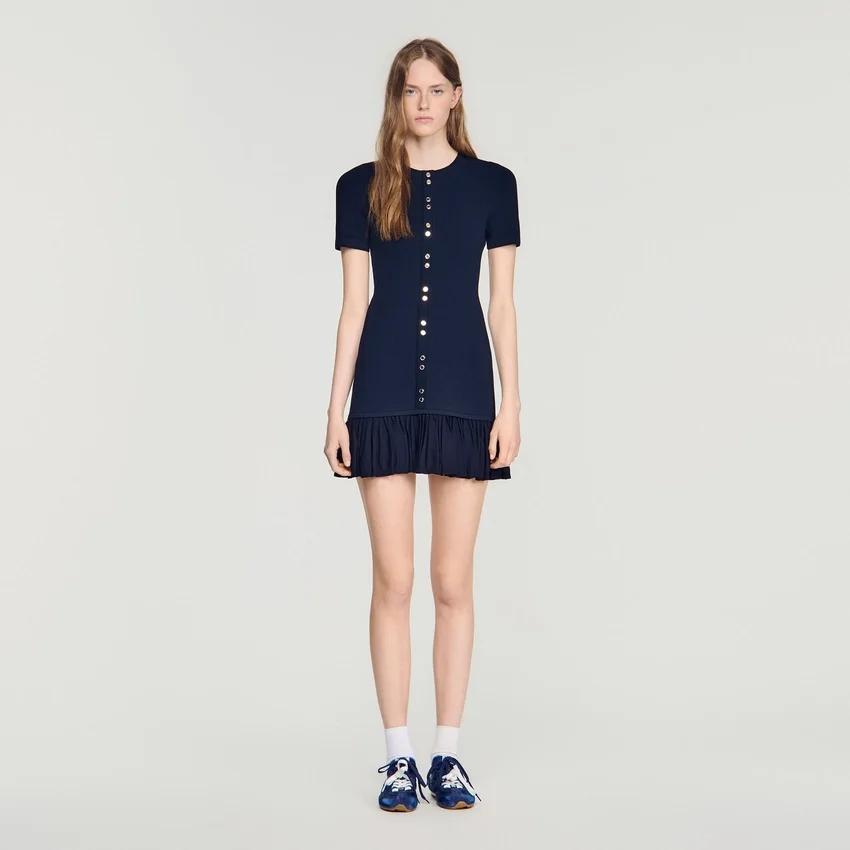 Mini knit dress with ruffles Mini knit dress with ruffles