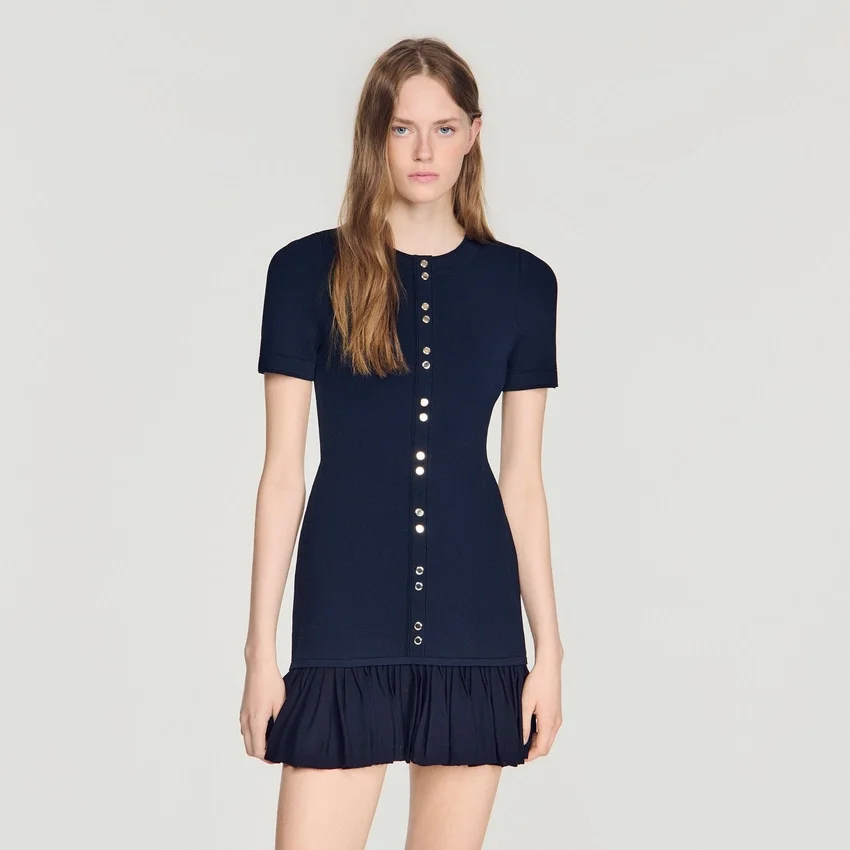 Mini knit dress with ruffles Mini knit dress with ruffles