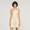 Mini one-shoulder satin-effect dress Mini one-shoulder satin-effect dress