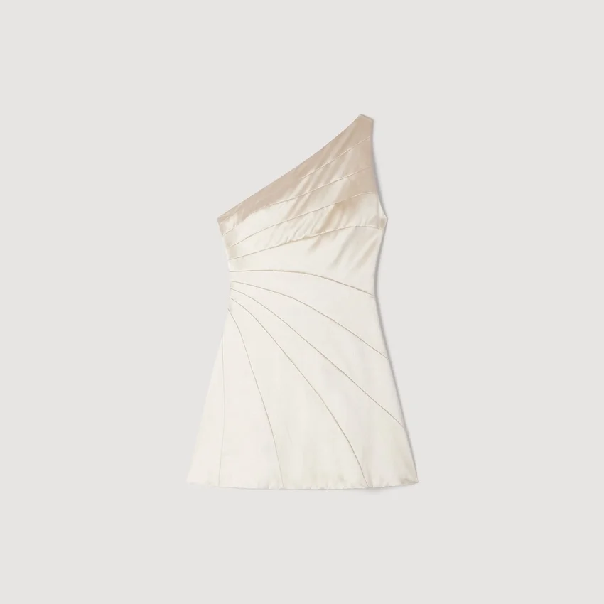 Mini one-shoulder satin-effect dress Mini one-shoulder satin-effect dress