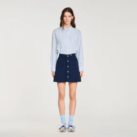 Mini ribbed skirt with press studs