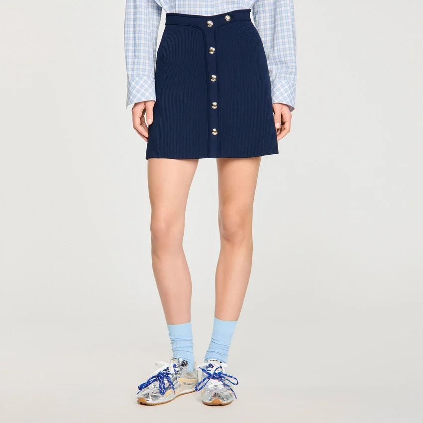 Mini ribbed skirt with press studs Mini ribbed skirt with press studs