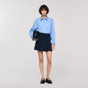 Mini striped pleated skirt