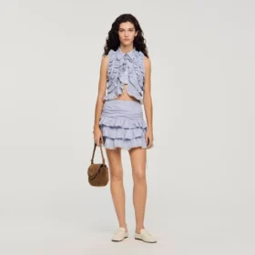 Mini striped ruffled skirt