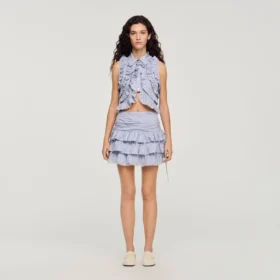 Mini striped ruffled skirt