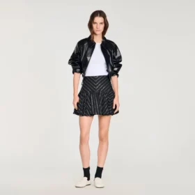 Mini striped sequin skirt
