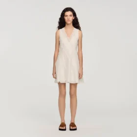 Mini trimmed linen dress
