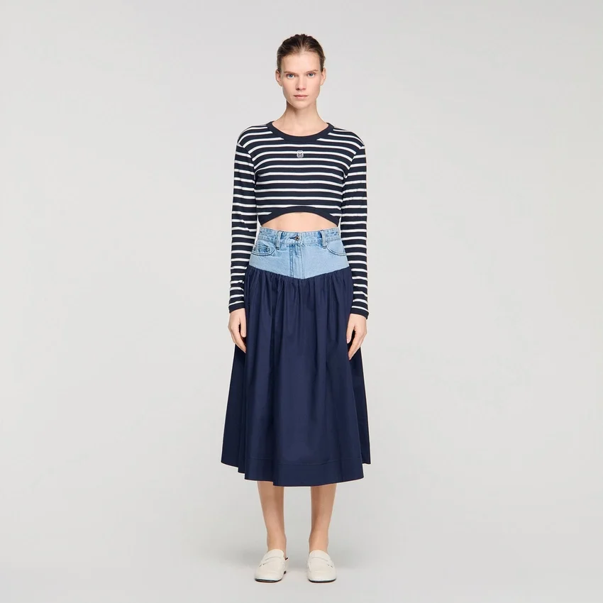 Mixed-material maxi skirt Mixed-material maxi skirt