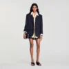 Mixed-material satin jacket