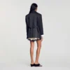 Mixed-material satin jacket