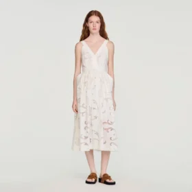 Openwork floral cotton midi dress