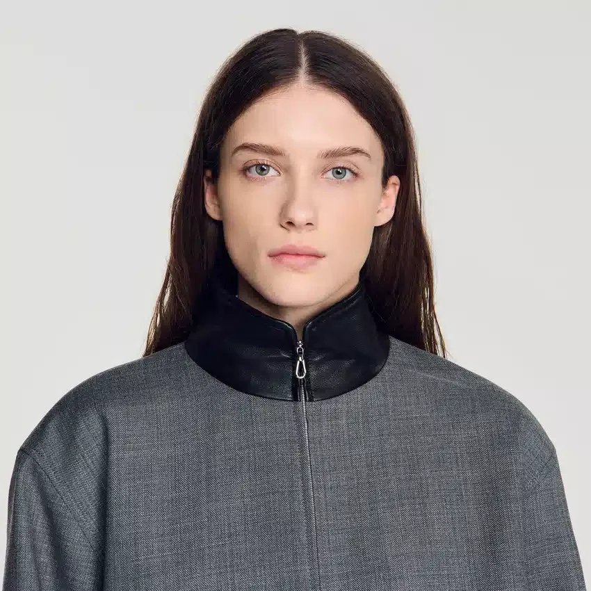 Oversized leather-collar jacket Oversized leather-collar jacket