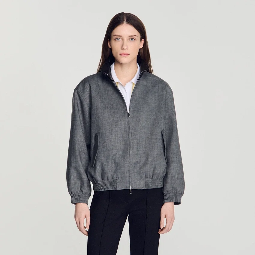 Oversized leather-collar jacket Oversized leather-collar jacket