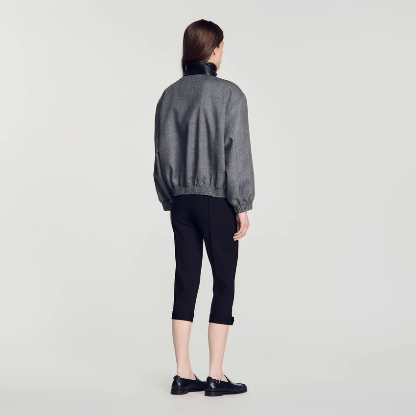 Oversized leather-collar jacket Oversized leather-collar jacket