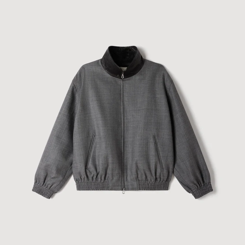 Oversized leather-collar jacket Oversized leather-collar jacket