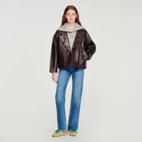 Oversized leather jacket