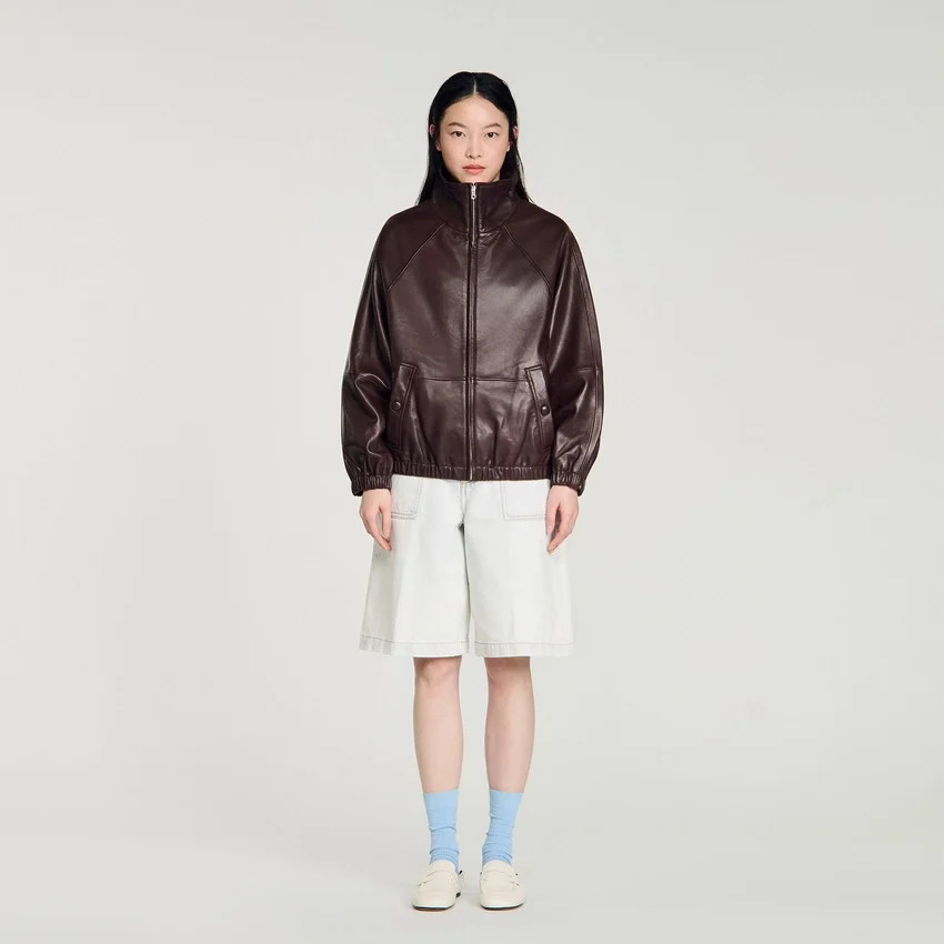 Oversized zip-up leather jacket Oversized zip-up leather jacket