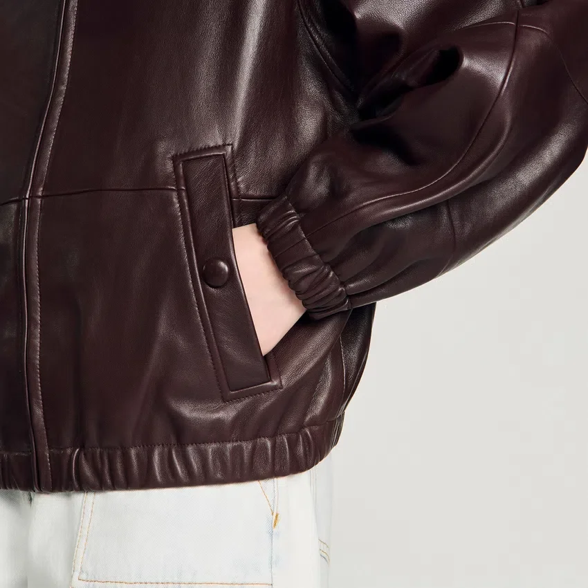 Oversized zip-up leather jacket Oversized zip-up leather jacket