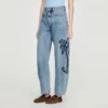 Palm-embroidered wide barrel jeans Palm-embroidered wide barrel jeans