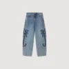 Palm-embroidered wide barrel jeans Palm-embroidered wide barrel jeans