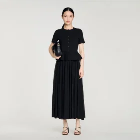 Peplum knit maxi dress