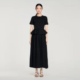 Peplum knit maxi dress