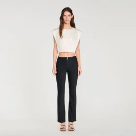 Pleat and zip trousers