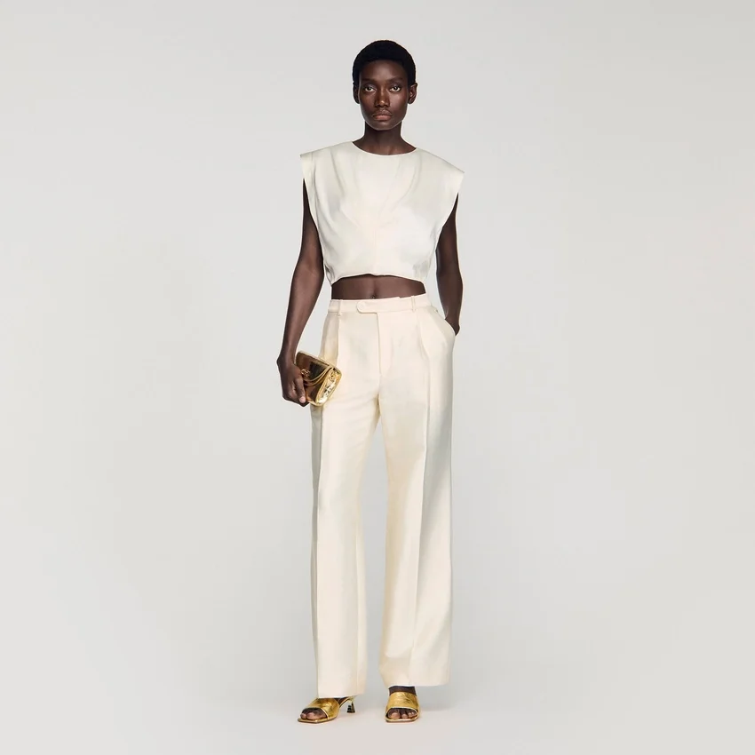 Pleated satin crop top Pleated satin crop top