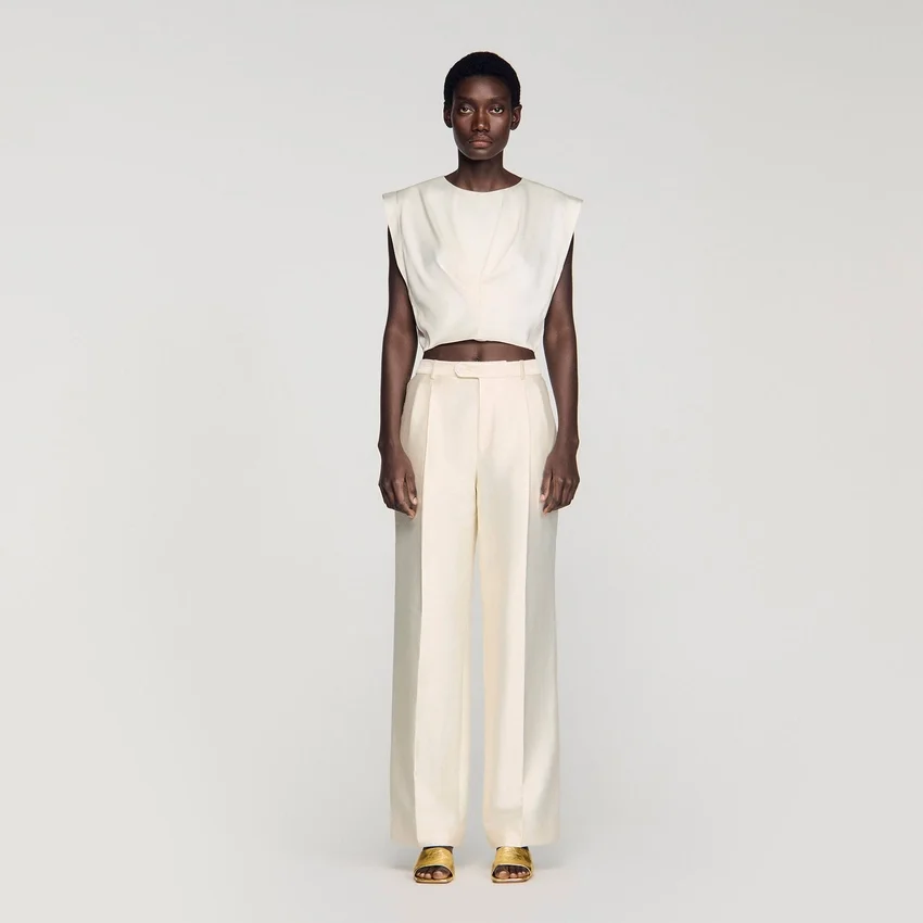 Pleated satin crop top Pleated satin crop top