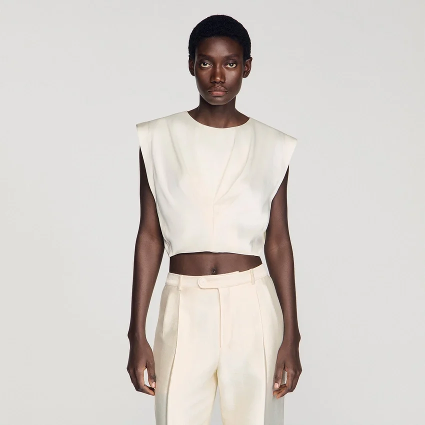 Pleated satin crop top Pleated satin crop top