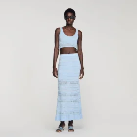 Pointelle knit crop top