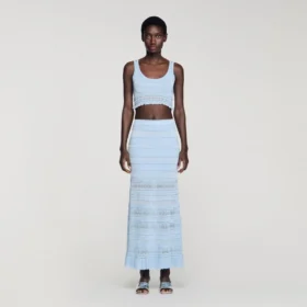 Pointelle knit crop top