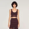 Pointelle knit crop top
