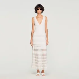 Pointelle knit maxi dress