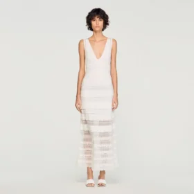 Pointelle knit maxi dress