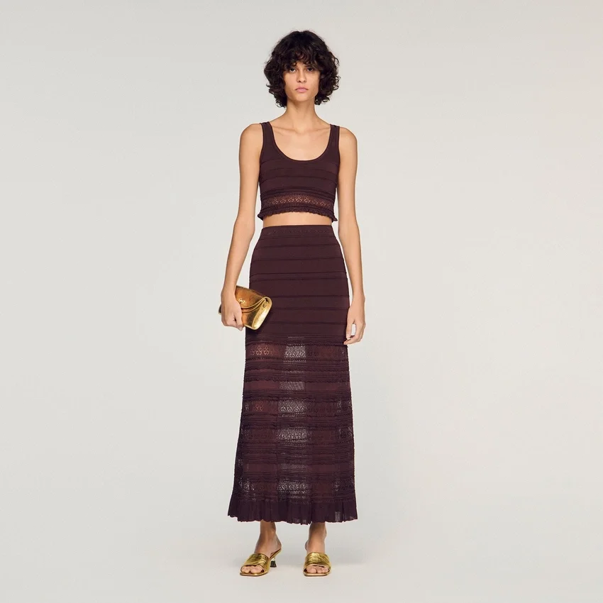 Pointelle knit maxi skirt Pointelle knit maxi skirt