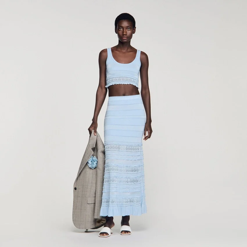 Pointelle knit maxi skirt Pointelle knit maxi skirt