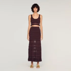 Pointelle knit maxi skirt