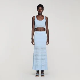 Pointelle knit maxi skirt