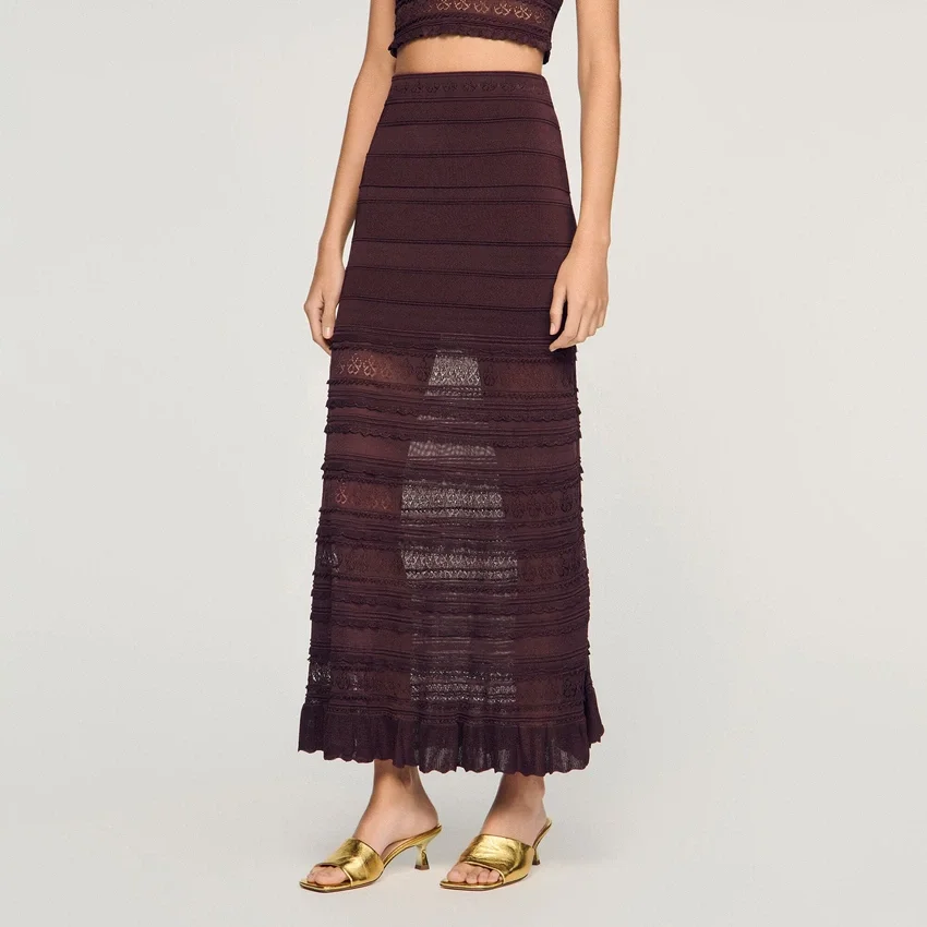 Pointelle knit maxi skirt Pointelle knit maxi skirt