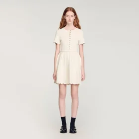 Pointelle knit mini dress