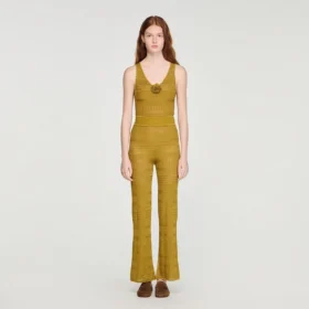 Pointelle knit trousers