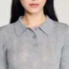 Pointelle polo-neck wool sweater Pointelle polo-neck wool sweater