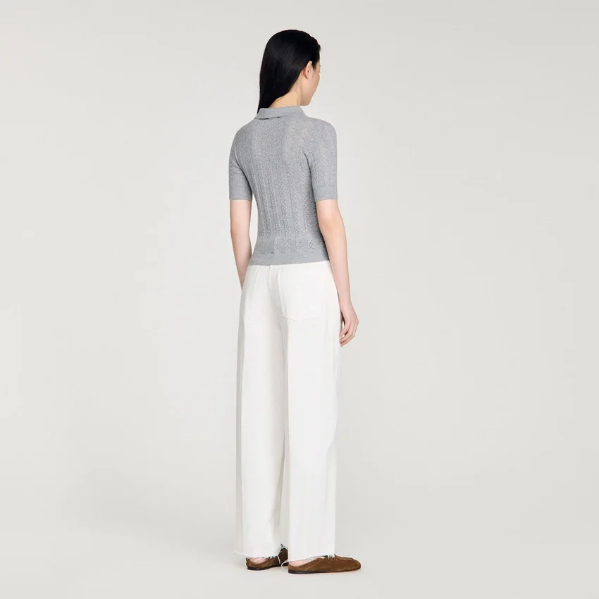 Pointelle polo-neck wool sweater Pointelle polo-neck wool sweater