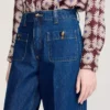 Raw straight patch pocket jeans
