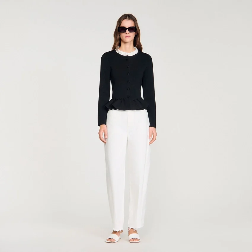 Removable collar peplum cardigan Removable collar peplum cardigan